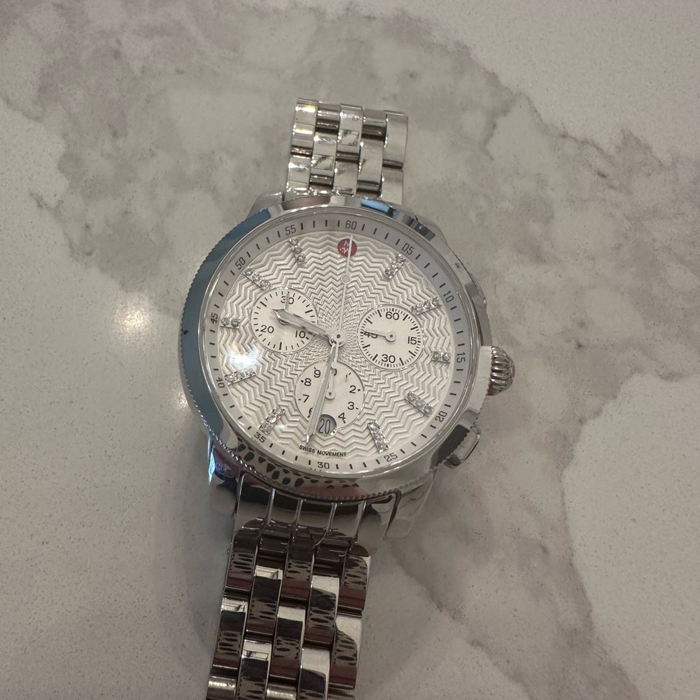 Michele Silver Chronograph Watch with Elegant Stainless Steel Design